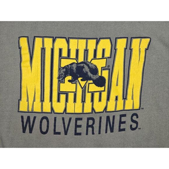 Michigan Wolverines Vintage Crewneck Graphic Sweatshirt Size Large Grey Spellout - Picture 9 of 11